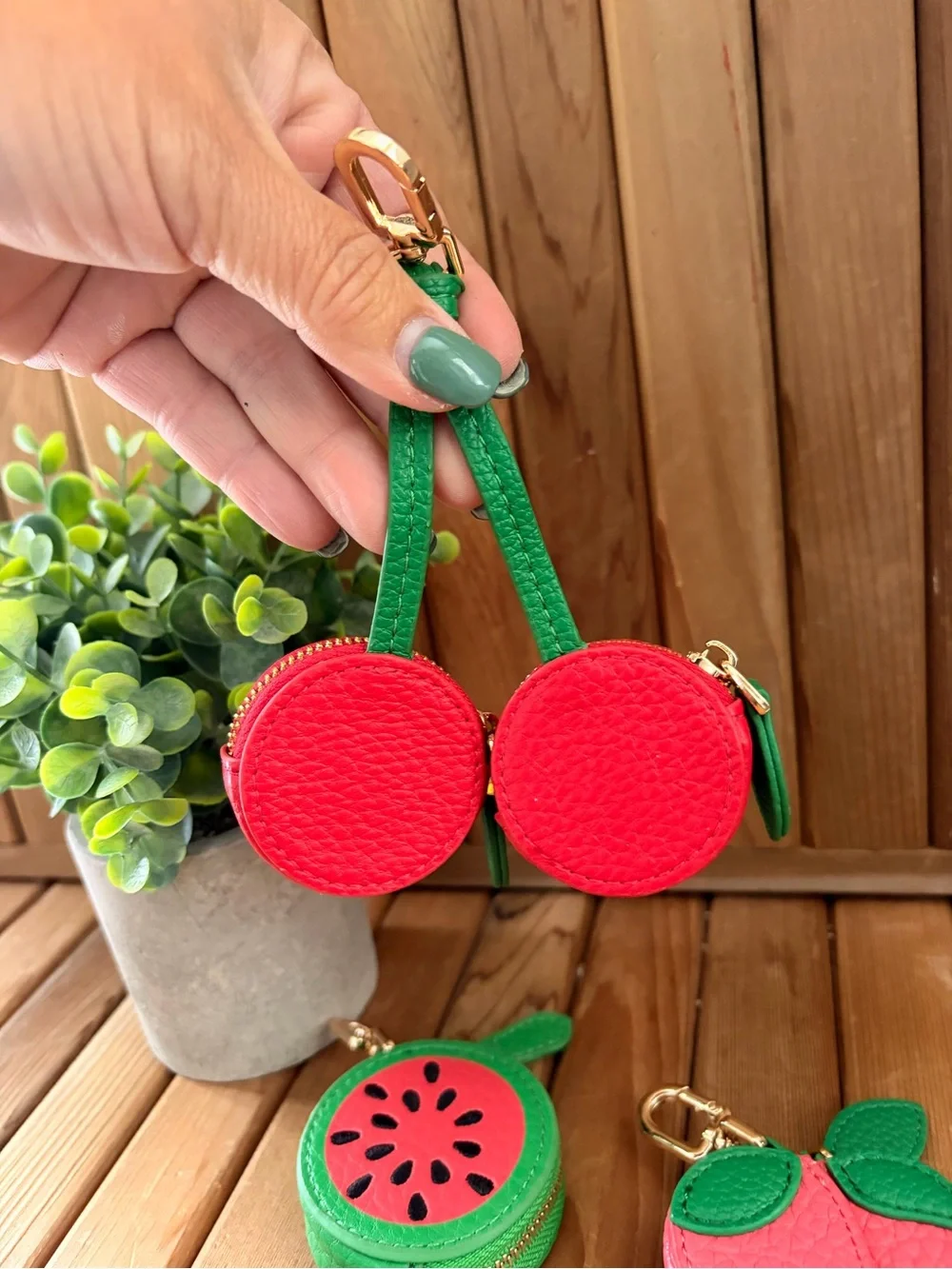 Playful Fruit Key Chain Charms w/Gold or Silver Hardware, Choose (1) One
